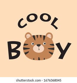Cute tiger slogan illustration vector design for kids tee