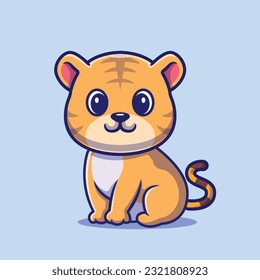 Cute Tiger Standing Cartoon Vector Icon Illustration