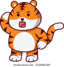 Cute Tiger Standing in Confusion Illustration