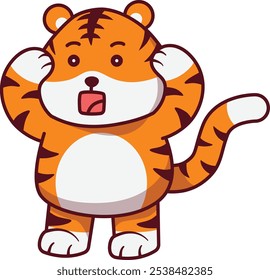 Cute Tiger Standing with Mouth Open Illustration