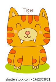 A cute tiger standing on the grass smiling at everyone vector.
