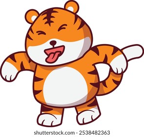 Cute Tiger Is Sticking Out its Tongue Standing Illustration