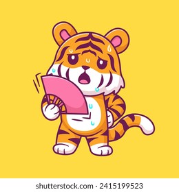 Cute Tiger Stiflingly Hot Holding Handheld Fan Cartoon Vector
Icon Illustration. Animal Object Icon Concept Isolated
Premium Vector. Flat Cartoon Style