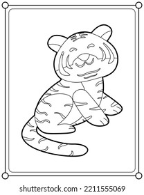 Cute tiger suitable for children's coloring page vector illustration