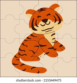 Cute tiger suitable for children's puzzle vector illustration