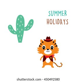 cute tiger summer holidays card
