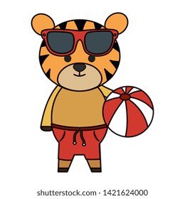cute tiger with sunglasses and balloon plastic toy