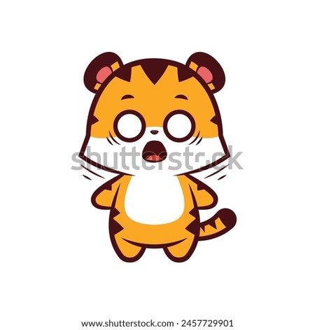 Cute tiger with Surprised Expression, logo design, mascot design