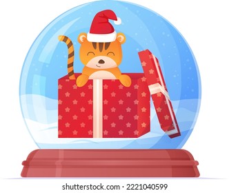 Cute tiger symbol of the year 2022 in cartoon style.