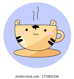 Cute tiger with tea cup