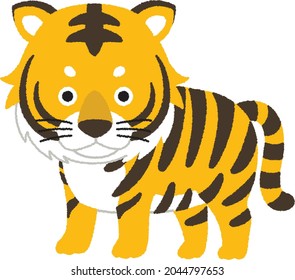 Tigre lindo. Ilustración de animales vectores aislada en un fondo blanco.
