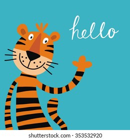 cute tiger vector card