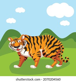 Cute Tiger Vector Cartoon illutration