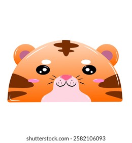 cute tiger vector design. drawing cute tiger simple full color. cute baby tiger face vector design