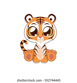 Cute tiger vector illustration art in flat color