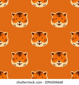 Cute Tiger Vector illustration seamless pattern.Great for textile,fabric,wrapping paper,and any print.Kids pattern.