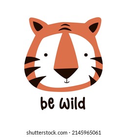 Cute tiger vector illustration for t-shirt design with slogan. Vector illustration design for fashion fabrics, textile graphics, prints.