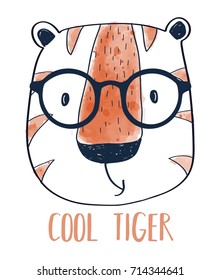 Cute tiger vector illustration for t-shirt design with slogan. Vector illustration design for fashion fabrics, textile graphics, prints.	