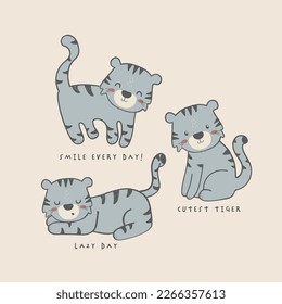 Cute tiger vector safari print
