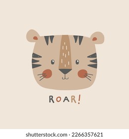Cute tiger vector safari print