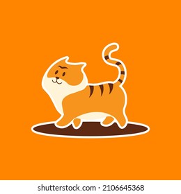 Cute Tiger - Walking pose tiger suitable for background, clip art, design asset, sticker, chinese new year, wallpaper, children book, and illustration in general