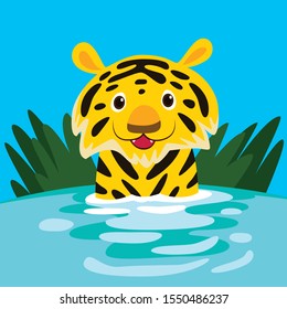 Cute tiger in the water