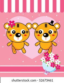 cute tiger wedding greeting tag
