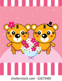 cute tiger wedding greeting tag