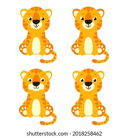 Cute tiger. Wild animal. Cartoon character. Colorful vector illustration. Isolated on white background. Design element. Template for your design, books, stickers, cards.