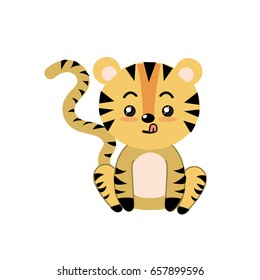 cute tiger wild animal with face expression