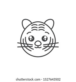 cute tiger wild animal line style icon vector illustration design