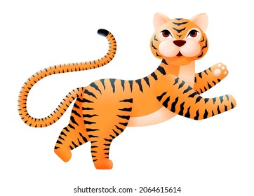 Cute tiger. Wild big cat cartoon character