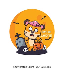 cute tiger zombie want candy