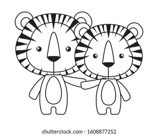 Cute tigers cartoons design, Animal zoo life nature character childhood and adorable theme Vector illustration