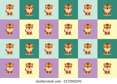 cute tigers. seamless pattern background for fabric and others 