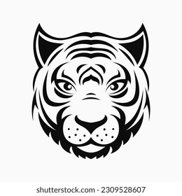 Cute tigress head, face logo. Vector logo template