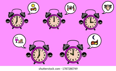 Cute Time Illustration Vector Character Illustration