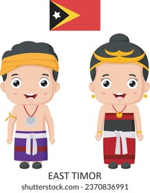 Cute Timor Leste boy and girl in national clothes