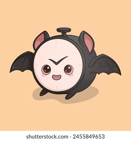 Cute Tiny Bat Time Alarm Cartoon Style