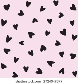 Cute Tiny Black Hearts  Decorative seamless pattern. Repeating background. Tileable wallpaper print.