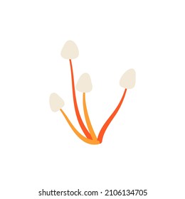 Cute tiny cartoon mushrooms. Simple flat vector illustration isolated on a white background.