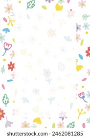 cute tiny colorful flowers with green leaf in white background. paper , note , planner , diary and presentation illustration background decoration.	