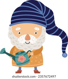 Cute tiny dwarf. Funny garden gnome character