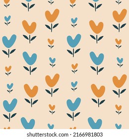Kleine Blumen, handgezeichnet, Vektorgrafik. Farbiges, nahtloses Muster für Kindergewebe oder Tapete.