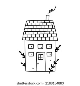 Cute Tiny House Isolated On White Background. Sweet Home. Vector Hand-drawn Illustration In Doodle Style. Perfect For Decorations, Cards, Logo, Various Designs.