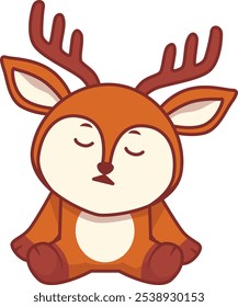Cute Tired Deer Sleeping in Sit Position Illustration