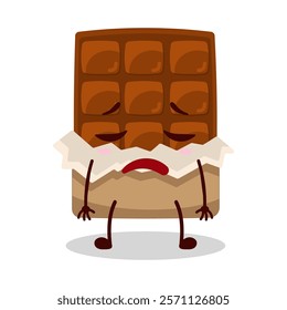 cute tired expression of bite chocolate bar character
