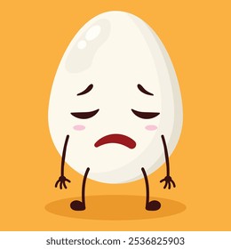 cute tired expression of chicken egg character