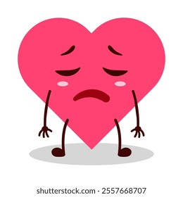 cute tired expression of heart cartoon character