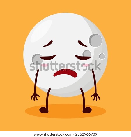 cute tired expression of moon cartoon character
